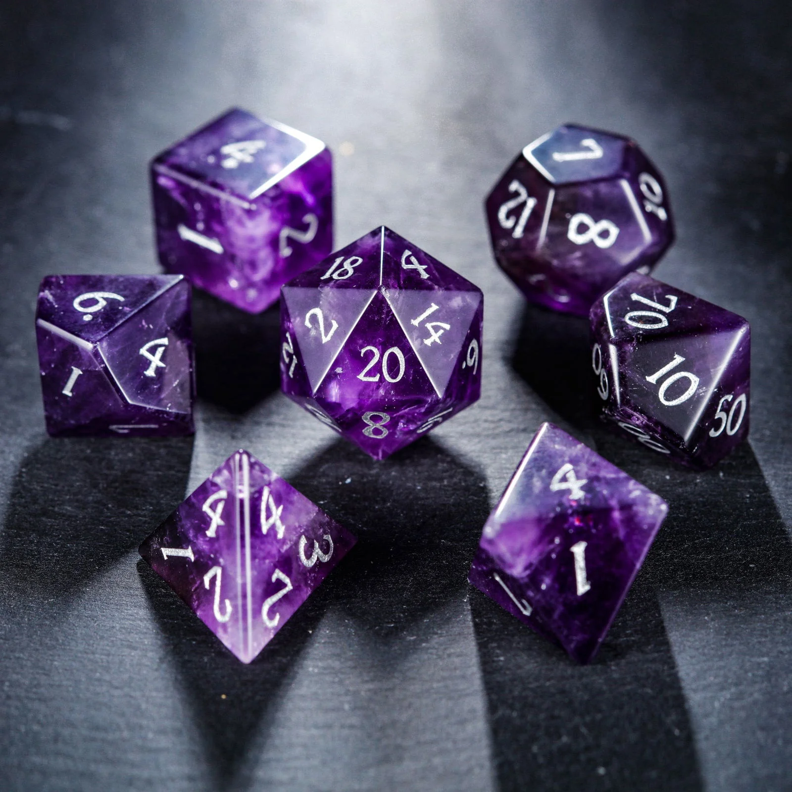 Amethyst Gemstone DnD D&D Dice Set - Image 4
