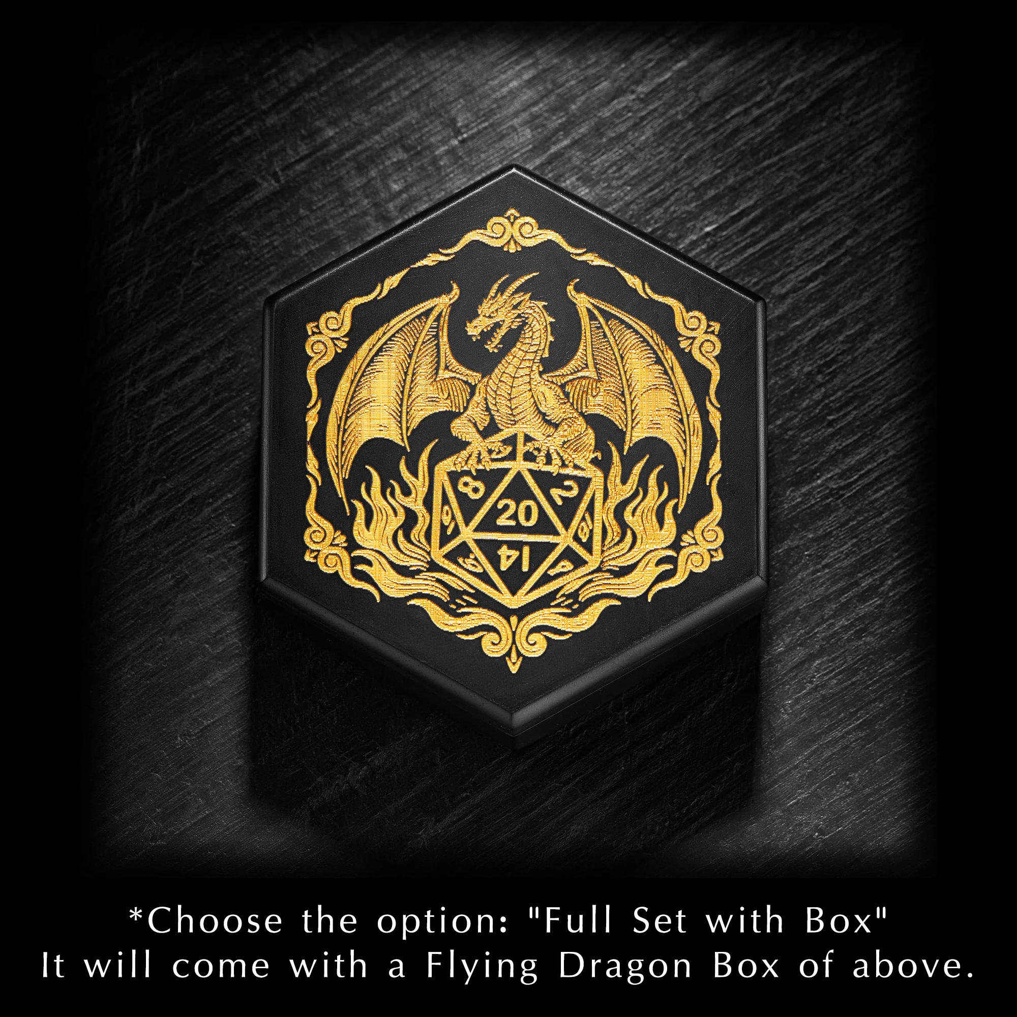 Multifaceted Dark Blue Glass Flying Dragon DnD D&D Dice Set - Image 4