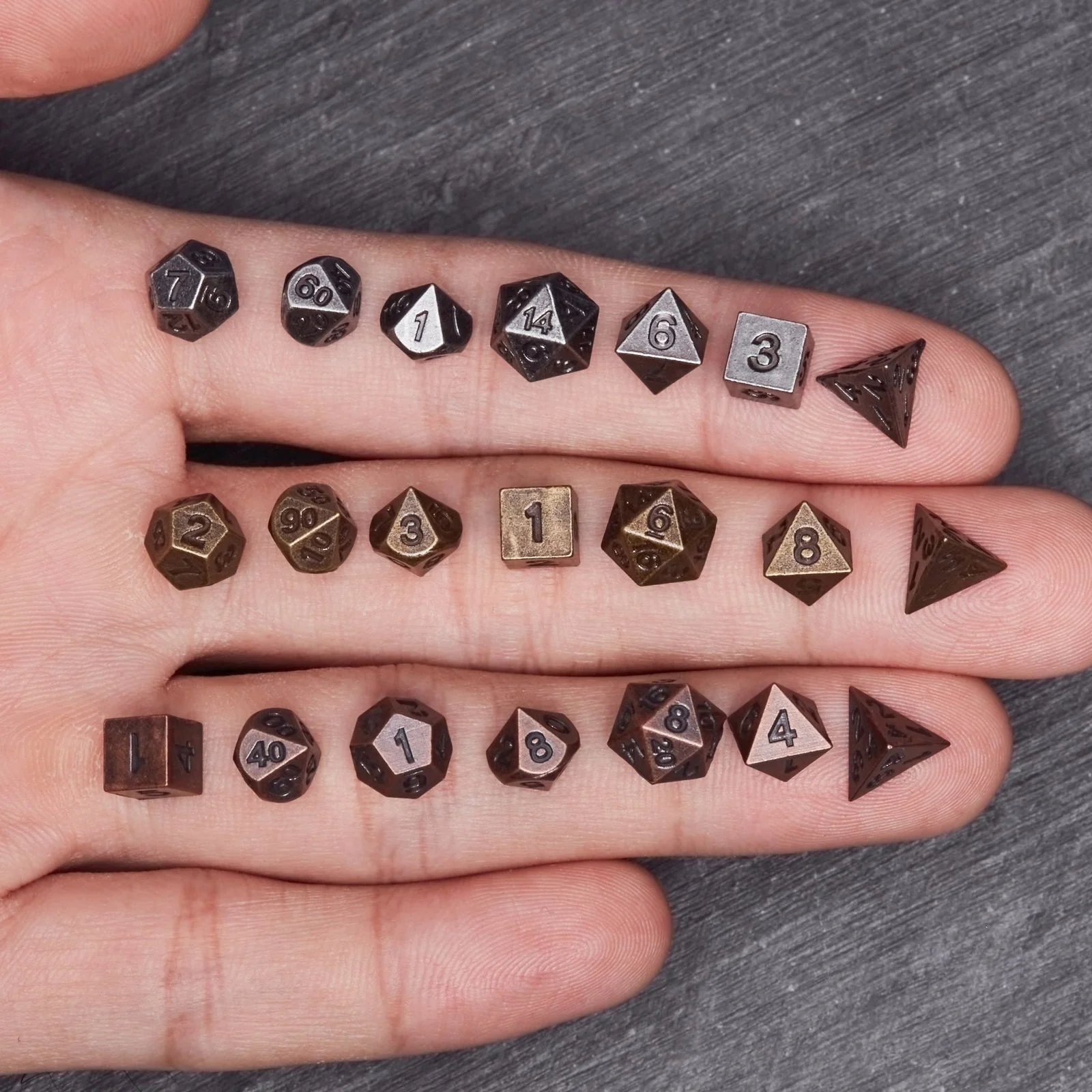 Micro Mini Metal DnD D&D Dice Set Black D20 Dice Cage Necklace - Image 4