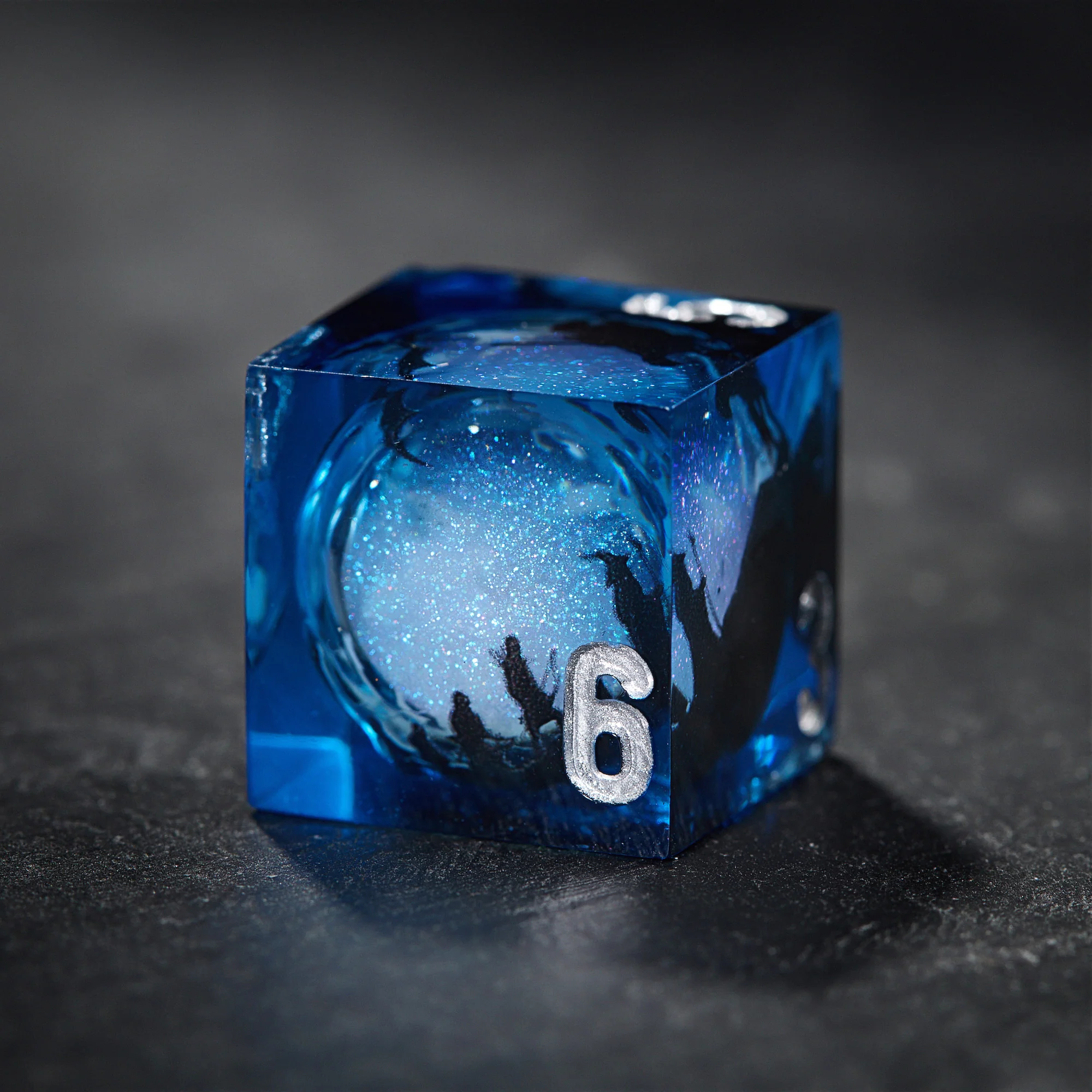 Fellowship of the Ring-inspired Blue Liquid Core Resin DnD D&D Dice Set - Image 3