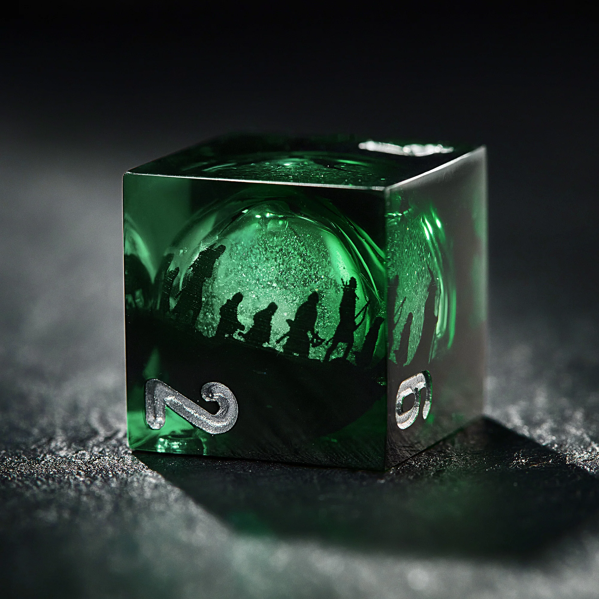 Fellowship of the Ring-inspired Green Liquid Core Resin Dice - Image 3