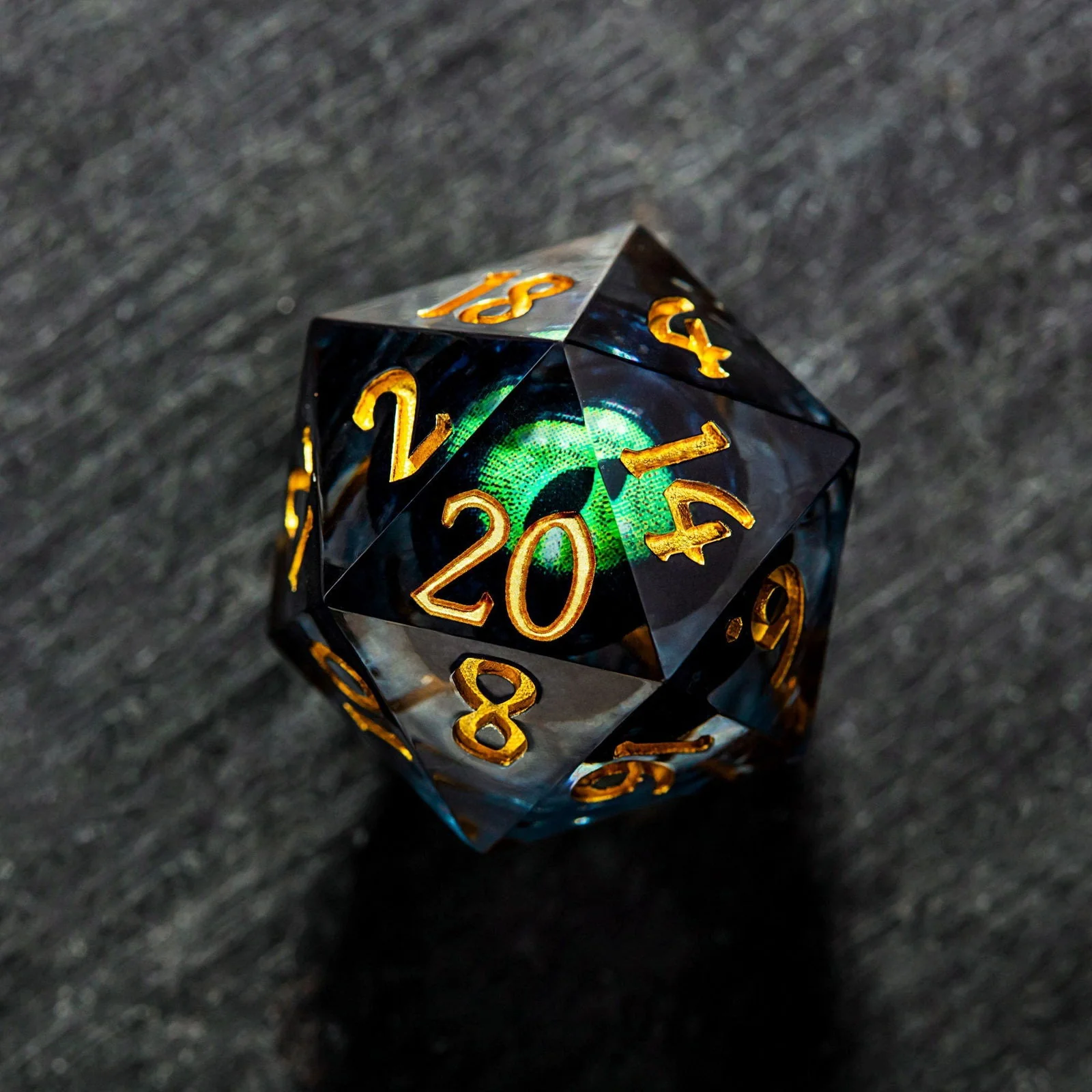Floating Green Pupil Dragon's Eye Liquid Core Resin DnD D&D Dice D6 - Image 4