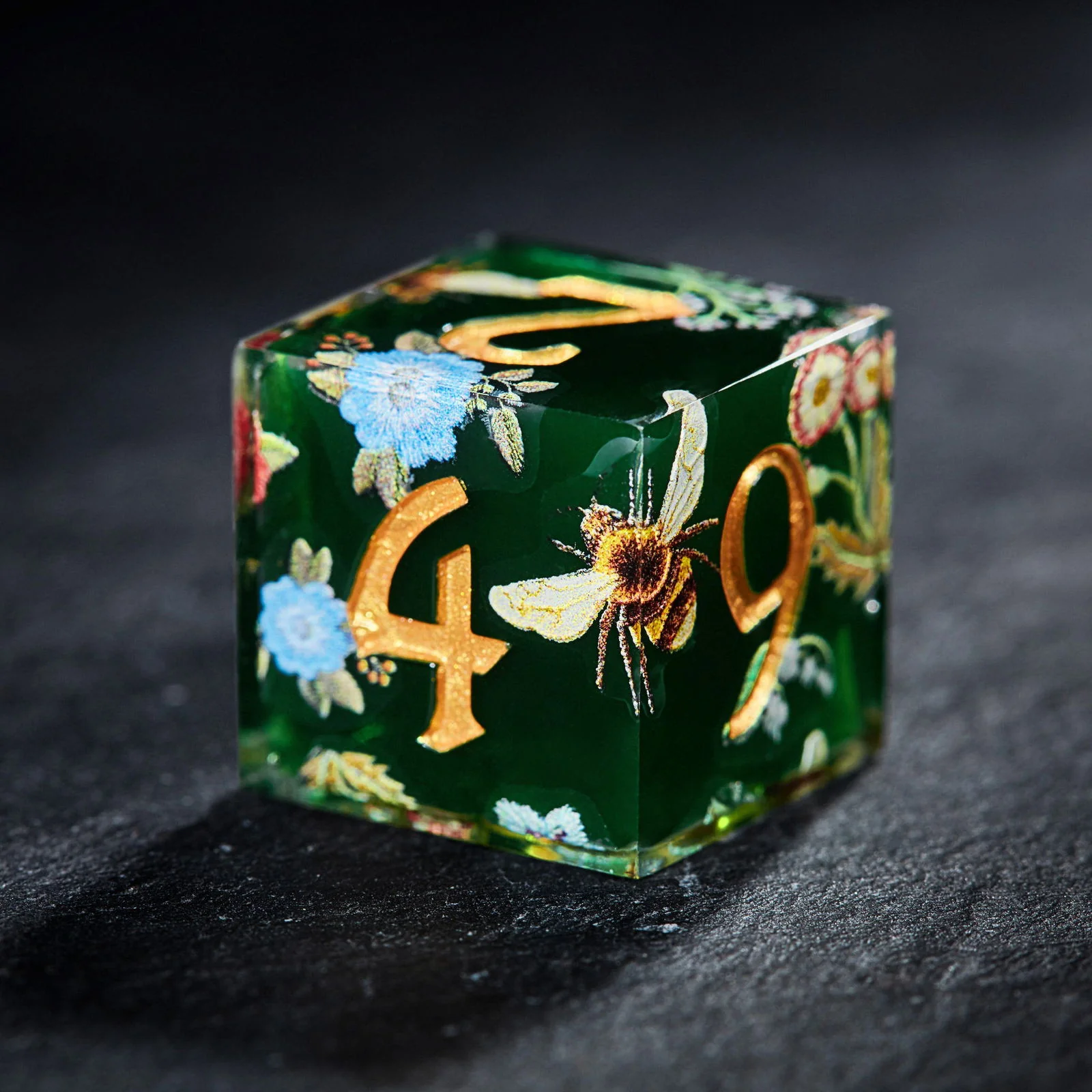 Honey Bee and Flowers Resin DnD D&D Dice Set - Image 3