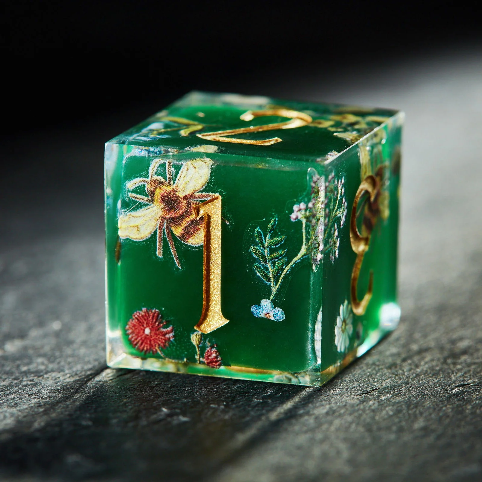 Honey Bee and Flowers Resin DnD D&D F Word Dice Set - Image 3