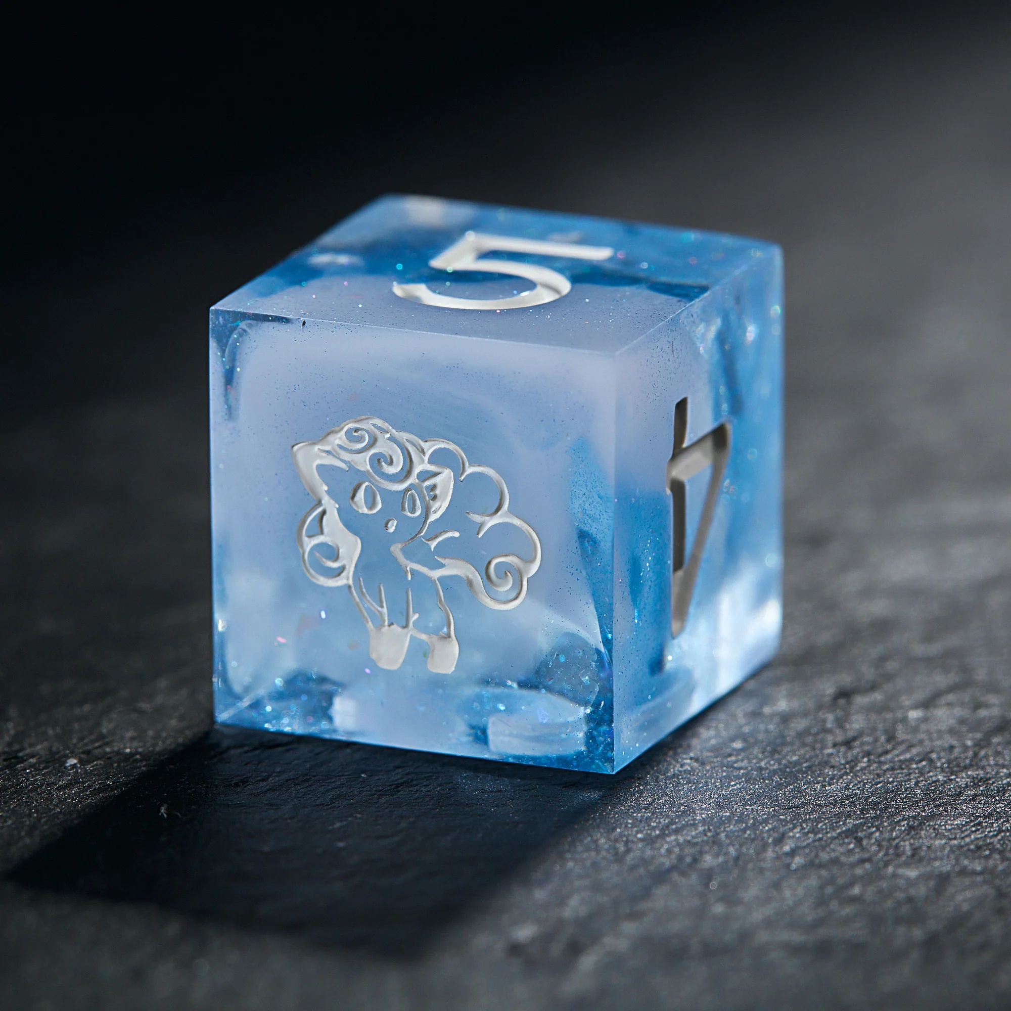 Ice Blue Resin Pokemon Alolan Vulpix DnD D&D Dice Set - Image 3
