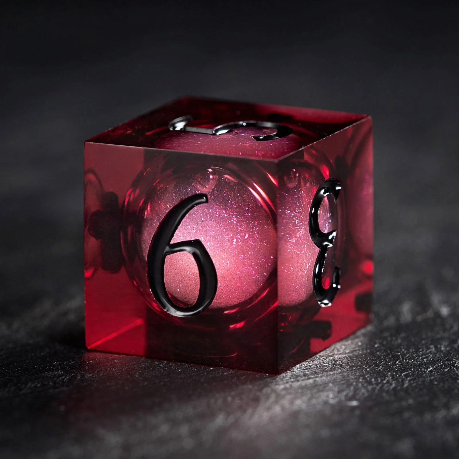 Dark Red Liquid Core Resin One Piece Luffy DnD D&D Dice Set - Image 3