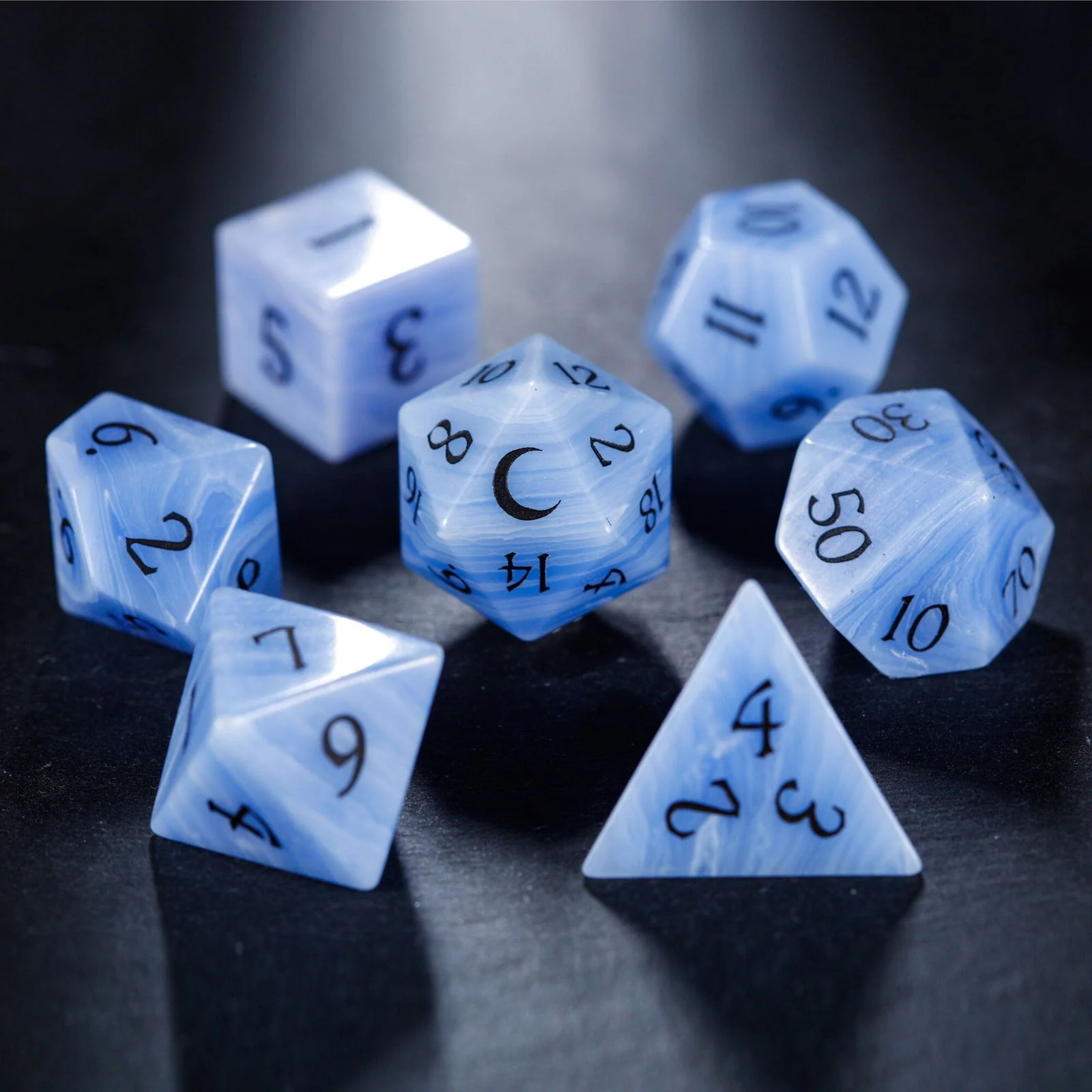 Lace Agate Gemstone Moon DnD D&D Dice Set - Image 3