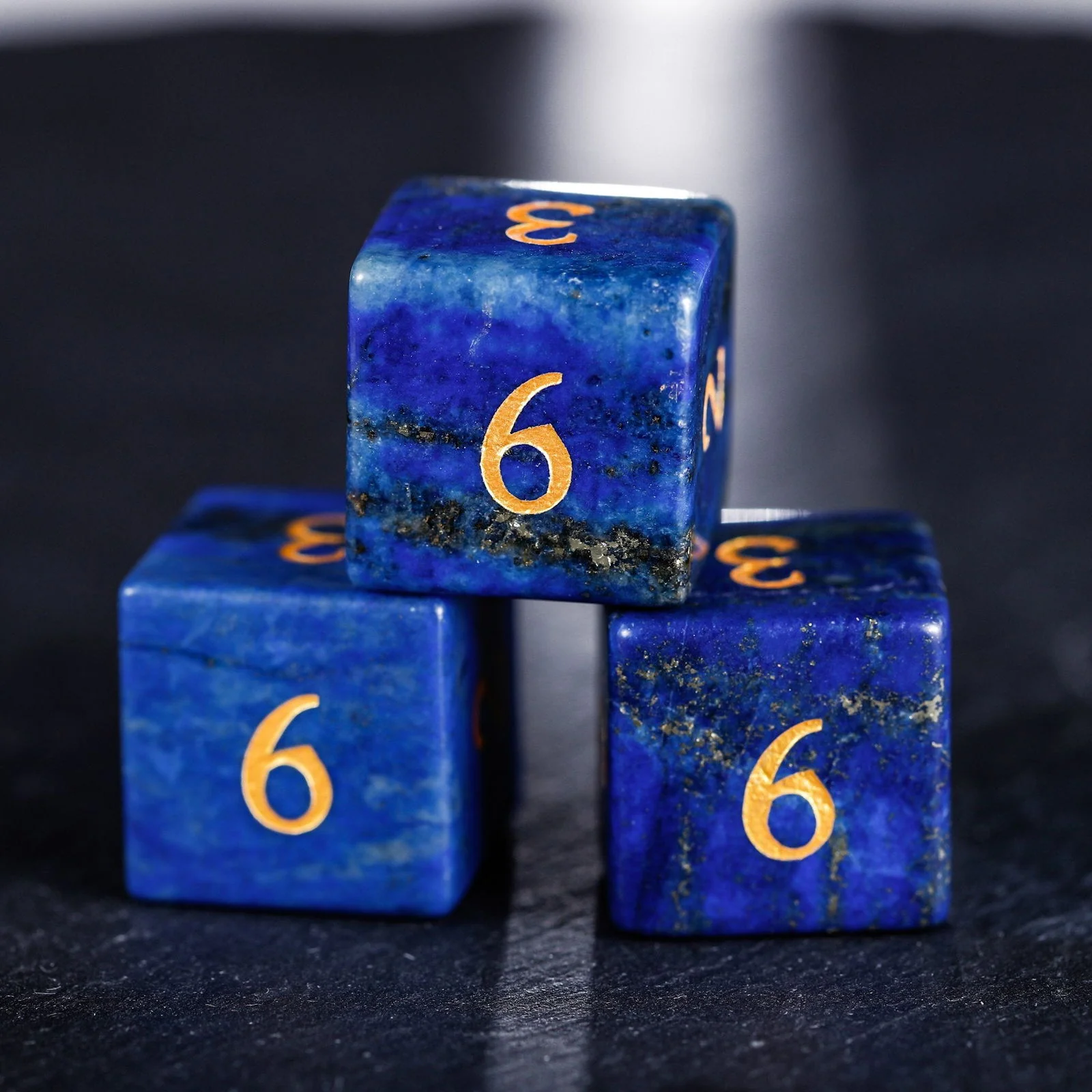 Lapis Lazuli Gemstone Moon DnD D&D Dice Set - Image 5