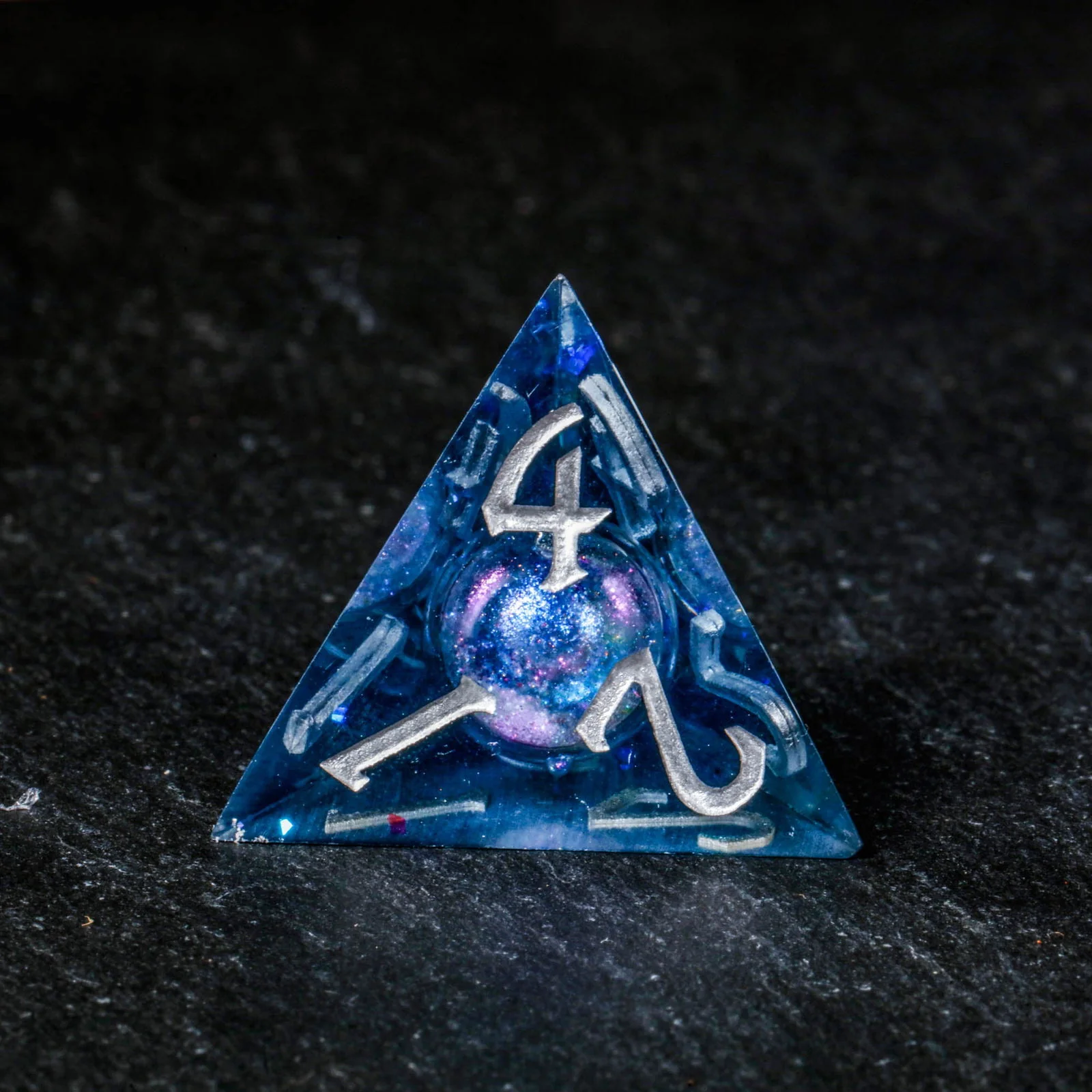 Dark Blue Liquid Core Resin Galaxy DnD D&D Dice Set - Image 8
