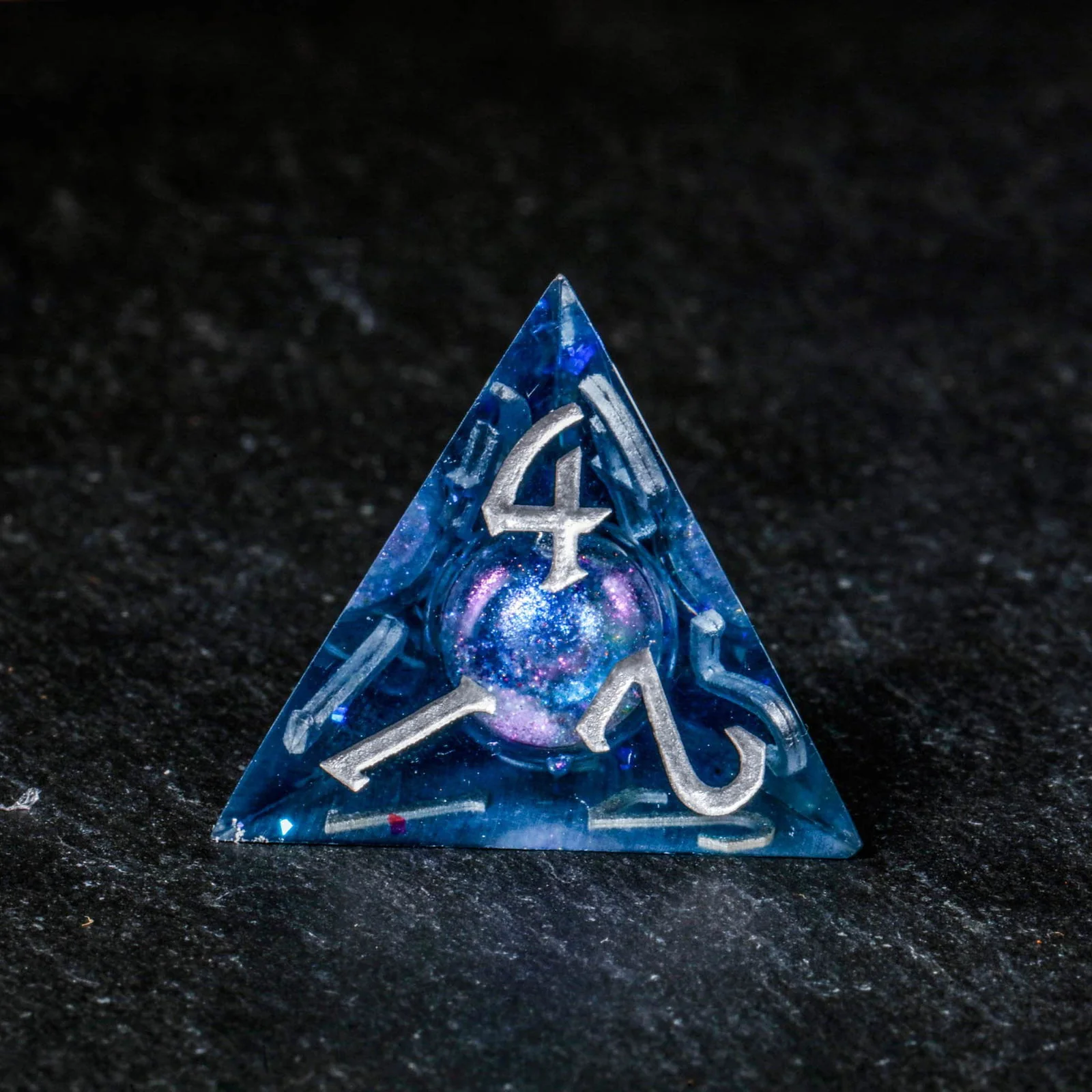 Dark Blue Liquid Core Resin Galaxy Dice F Word DnD D&D Dice Set - Image 6
