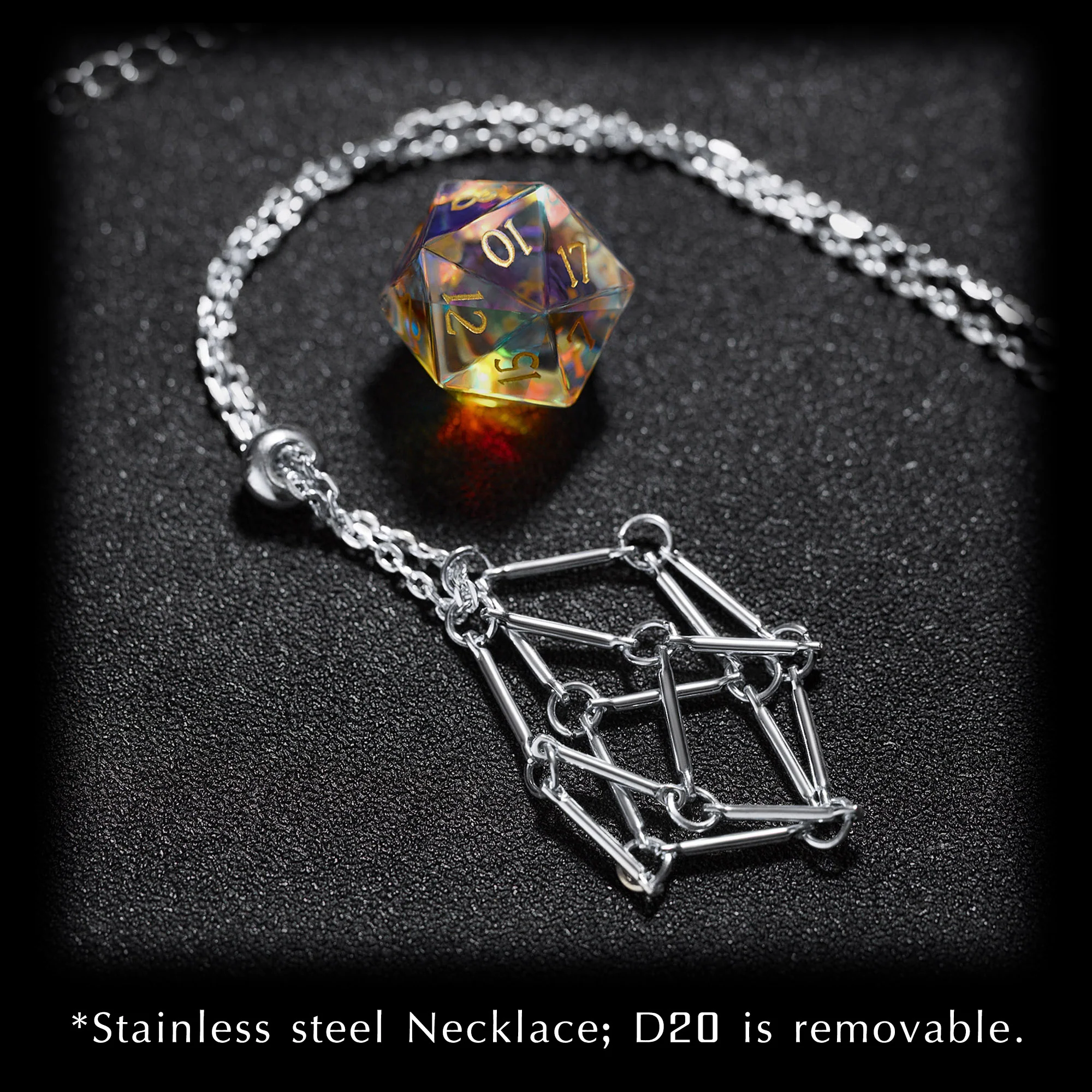 Dark Blue Liquid Core Resin Galaxy Dice Moon DnD D&D Dice Set - Image 7