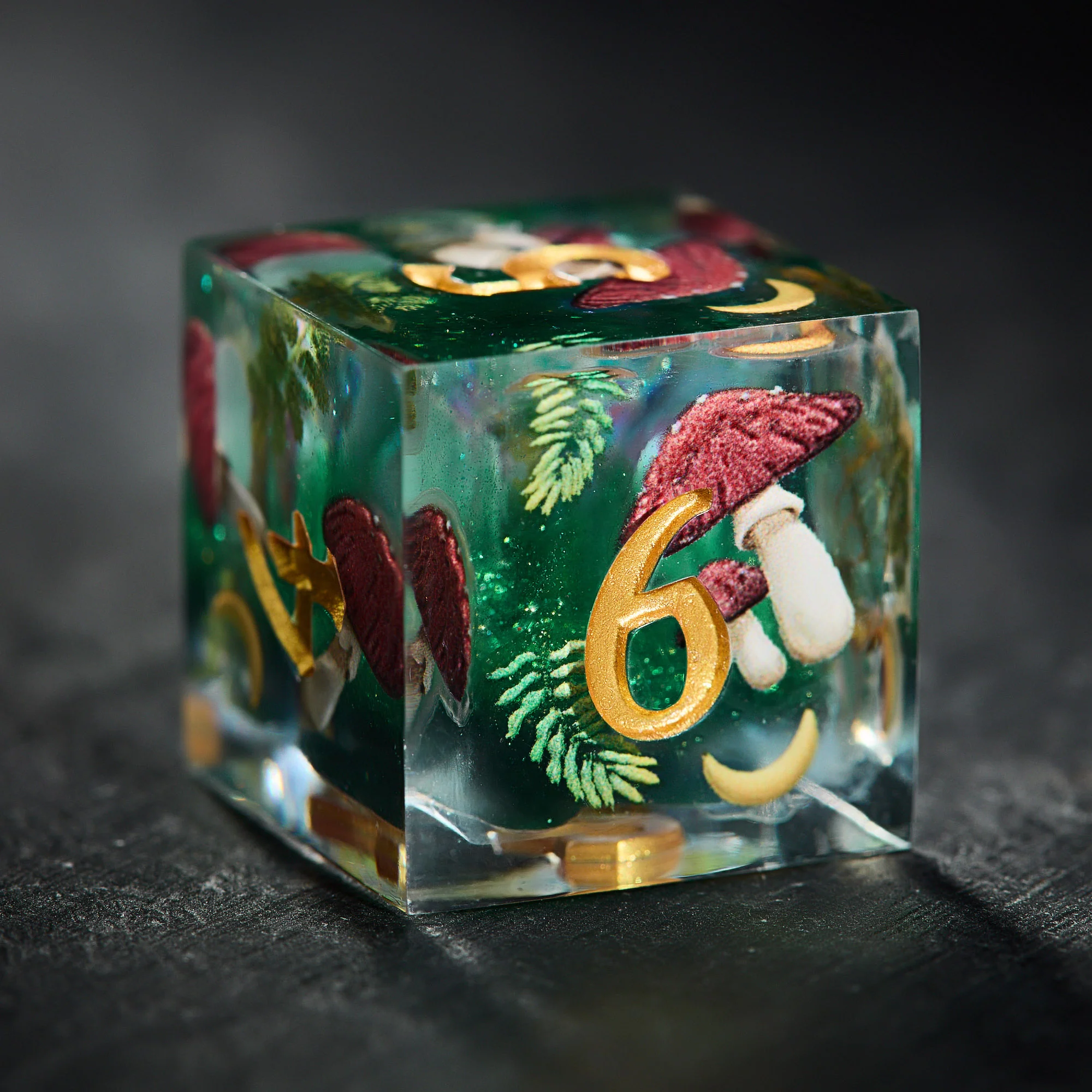 Magical Forest Mushroom Resin DnD D&D Dice Set - Image 3