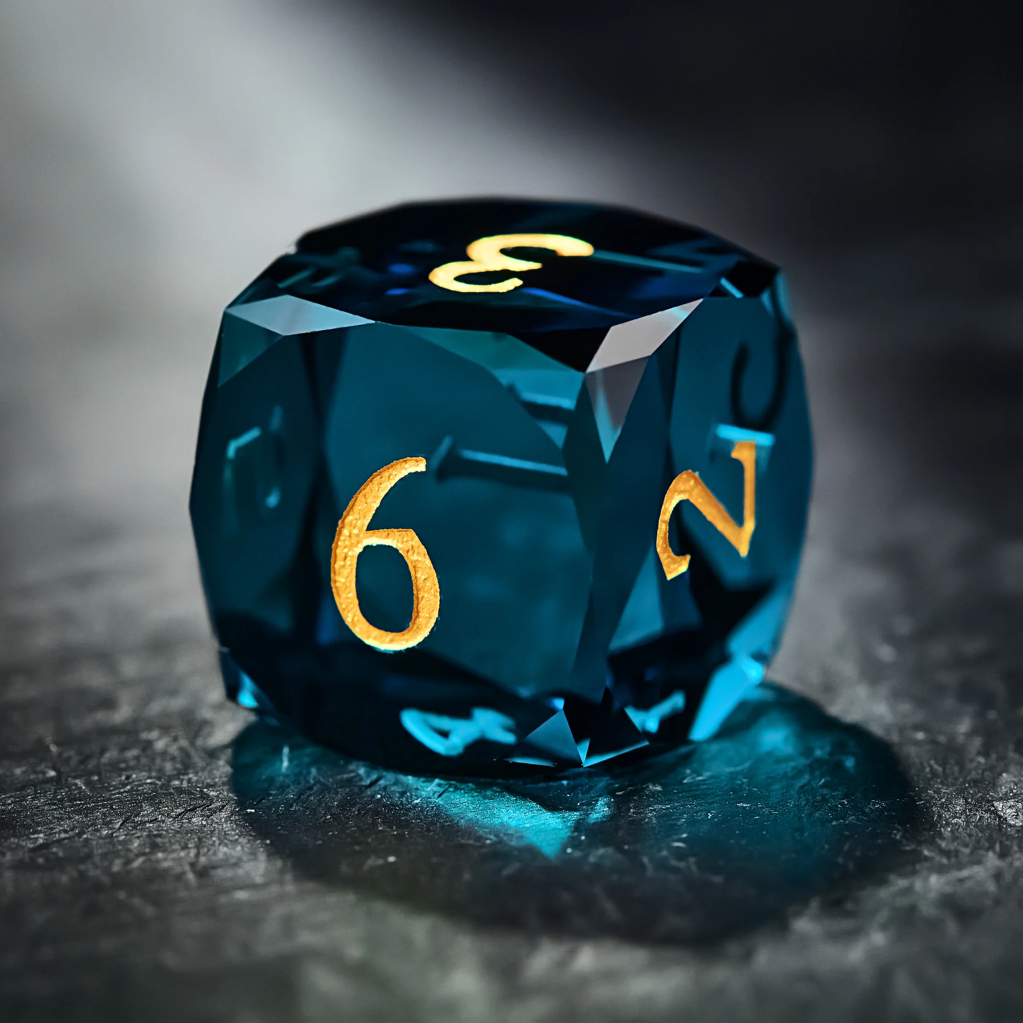 Multifaceted Dark Blue Glass Flying Dragon DnD D&D Dice Set - Image 3
