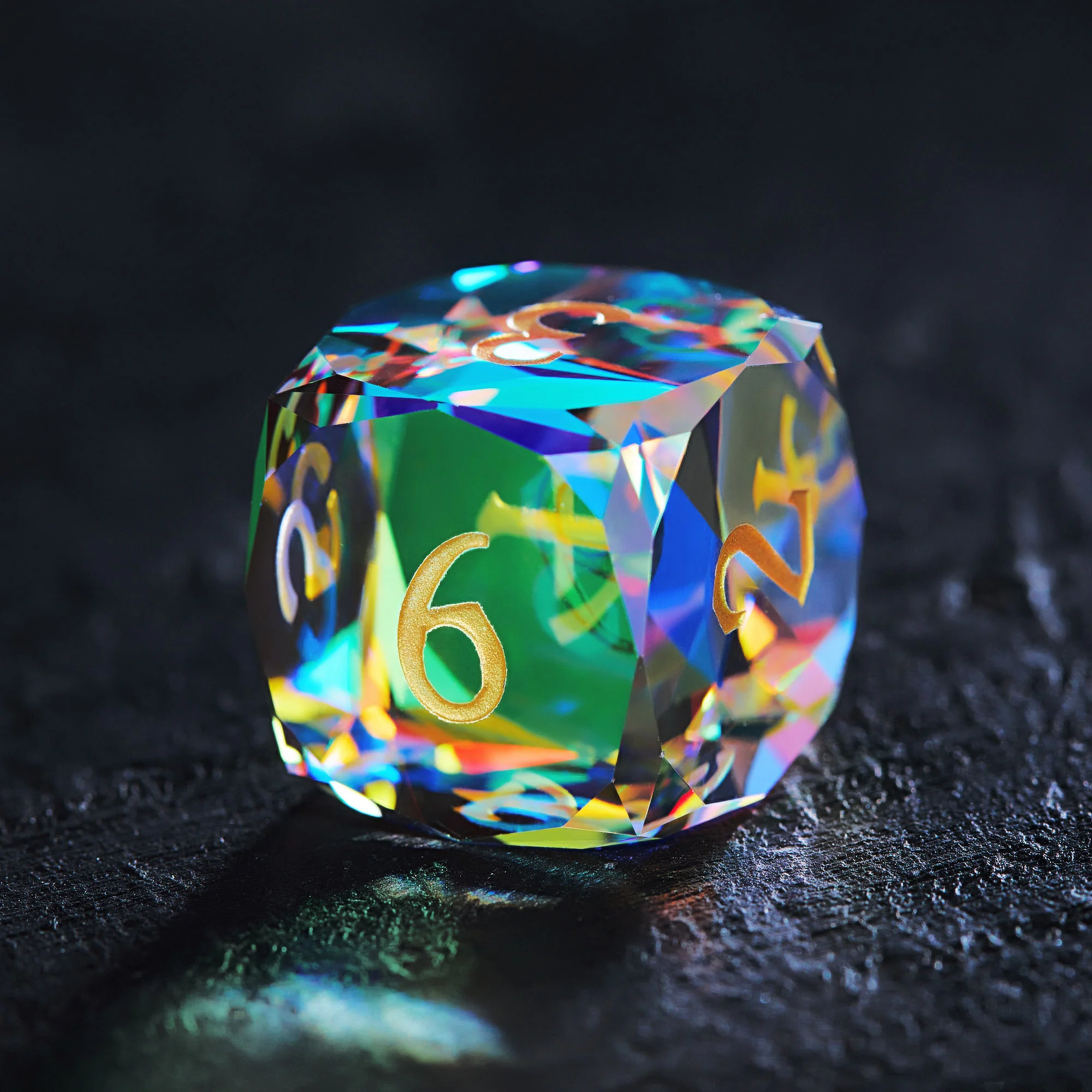 Multifaceted Fantastic Glass Flying Dragon DnD D&D Dice Set - Image 3