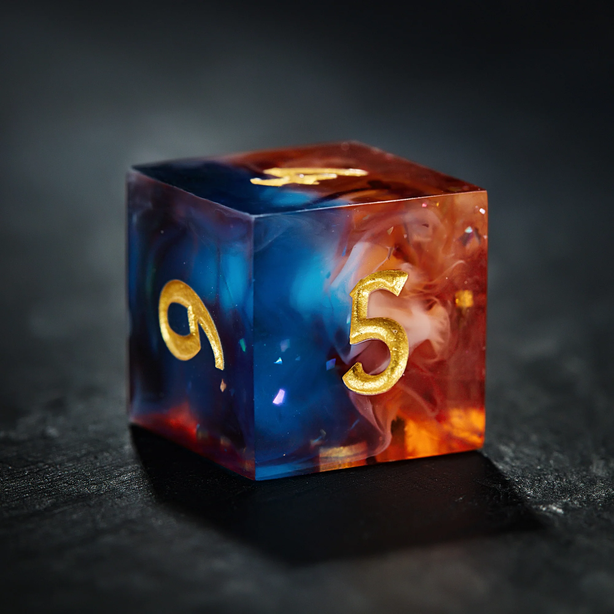 Mystical Blue and Red Resin Dice for Baldur's Gate Adventures DnD D&D Dice Set - Image 3