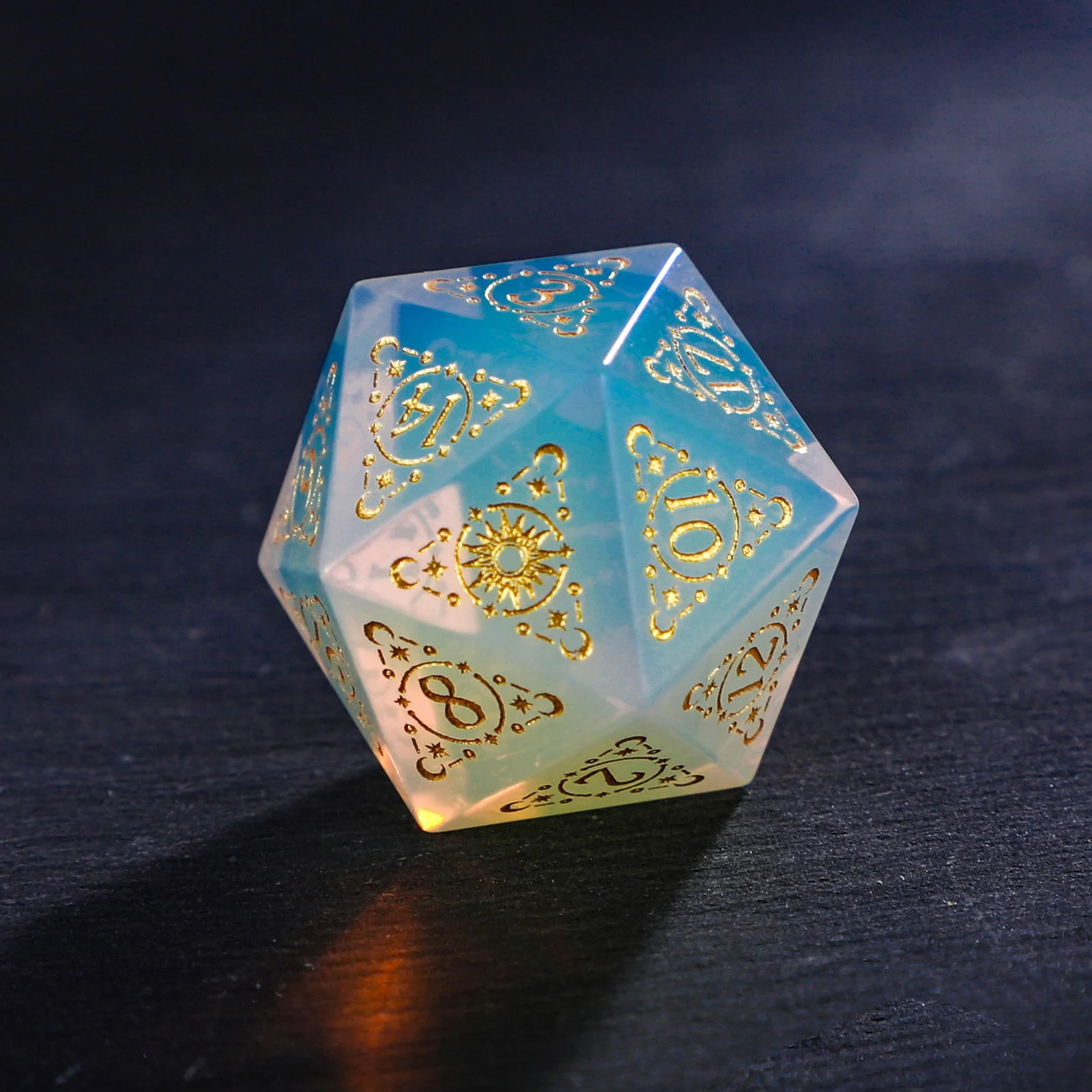 Opalite Gemstone Astrology Motif DnD D&D Dice Set - Image 3