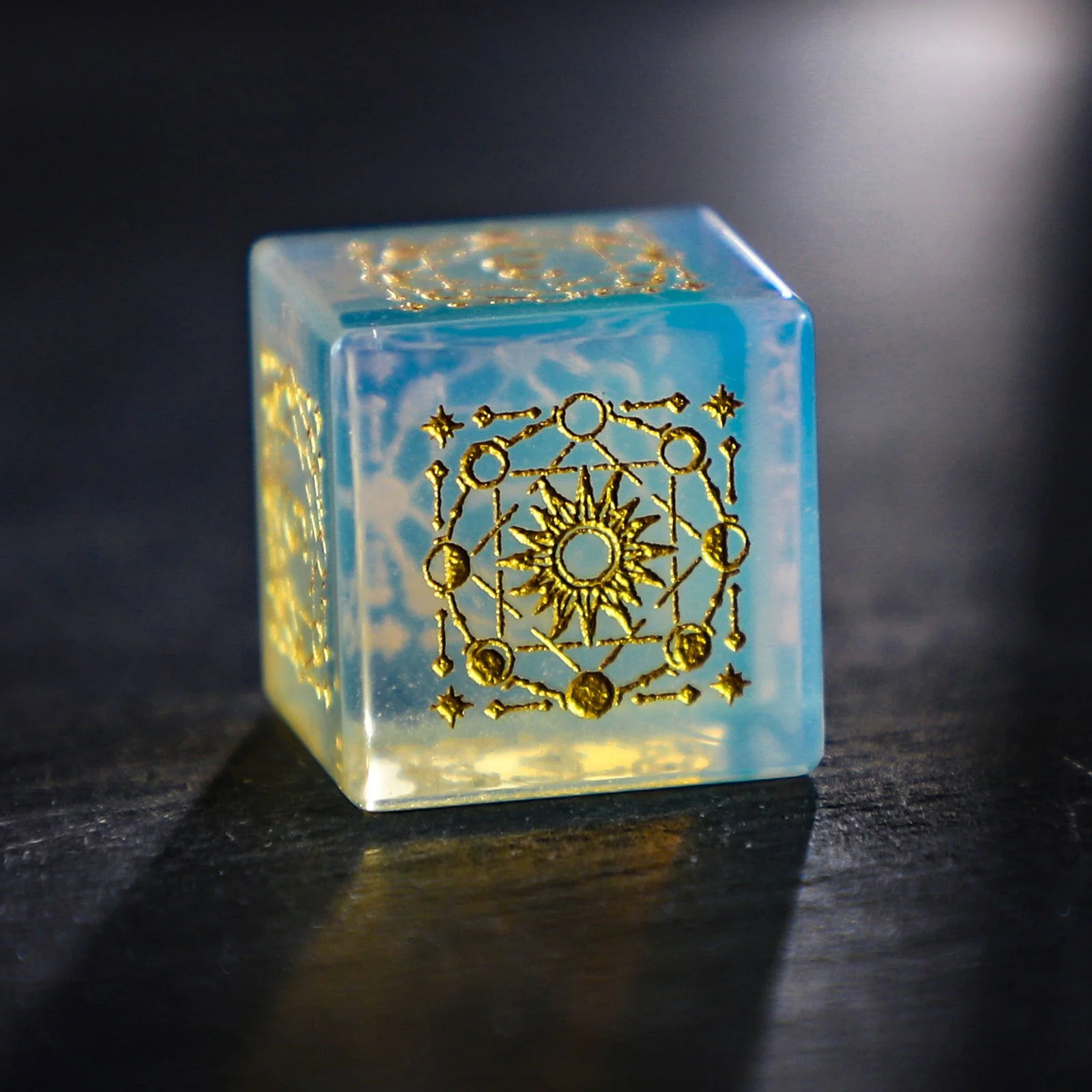 Opalite Gemstone Astrology Motif DnD D&D Dice Set - Image 4