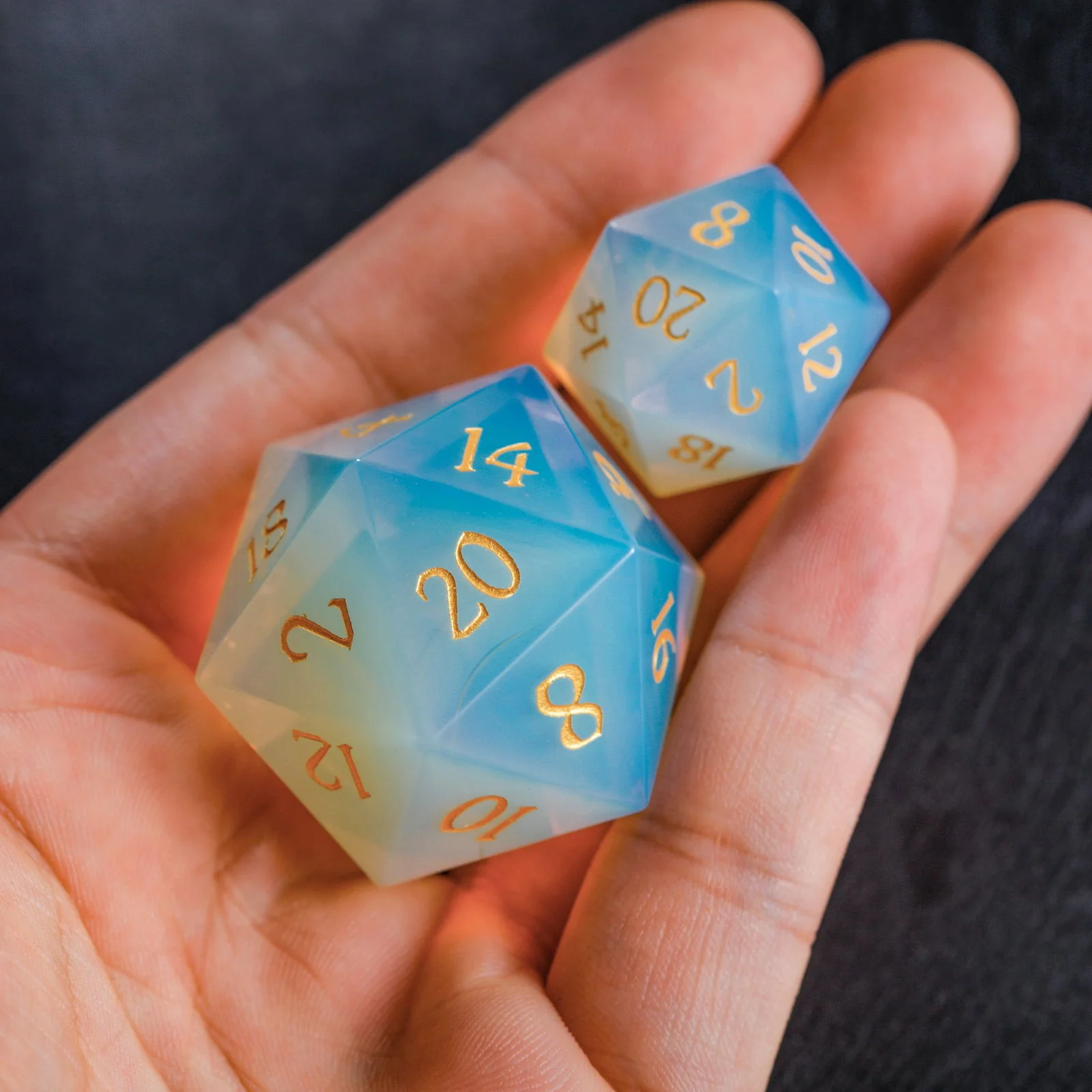 Opalite Gemstone DnD D&D Dice Chonk D20 - Image 3