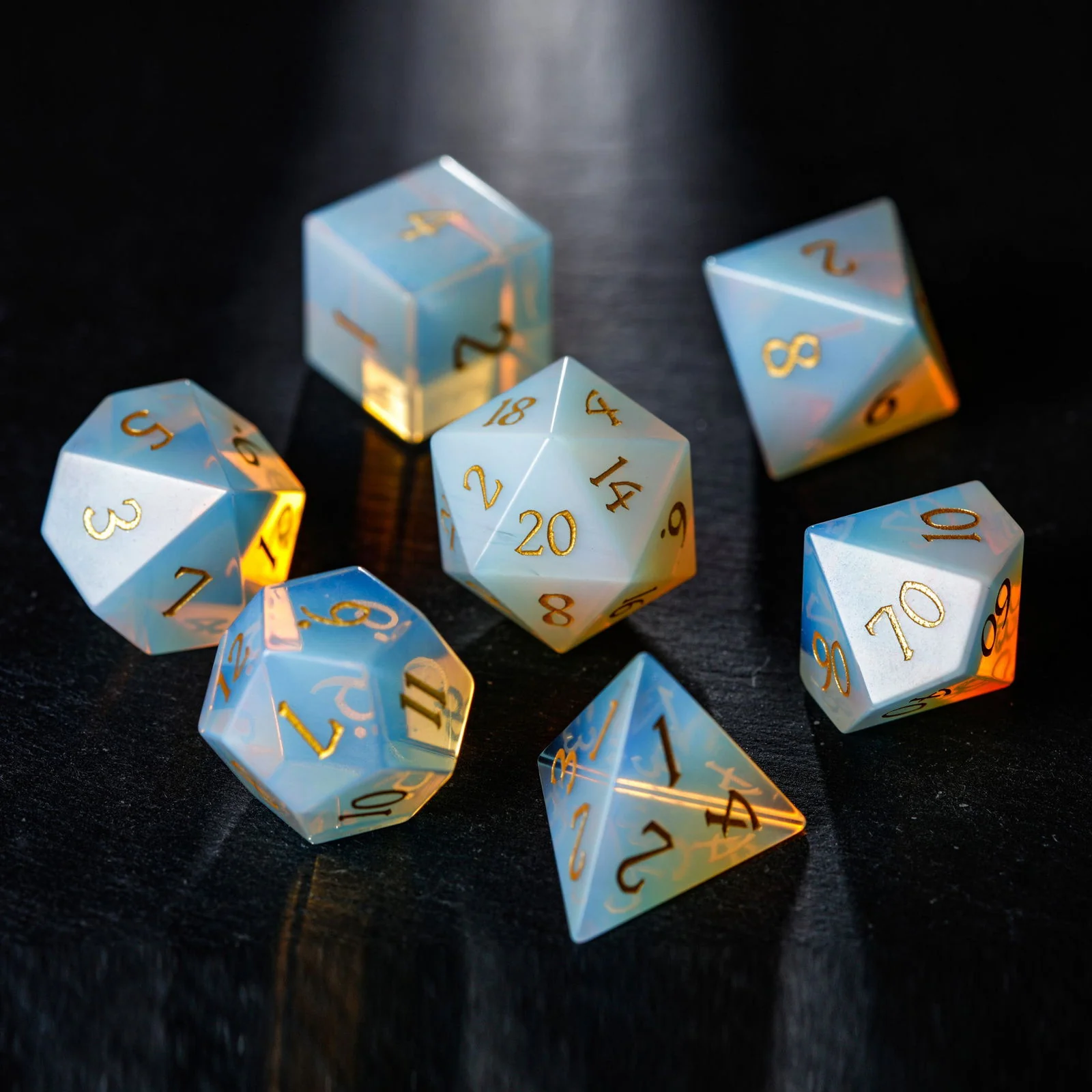 Opalite Gemstone DnD D&D Dice Set - Image 6
