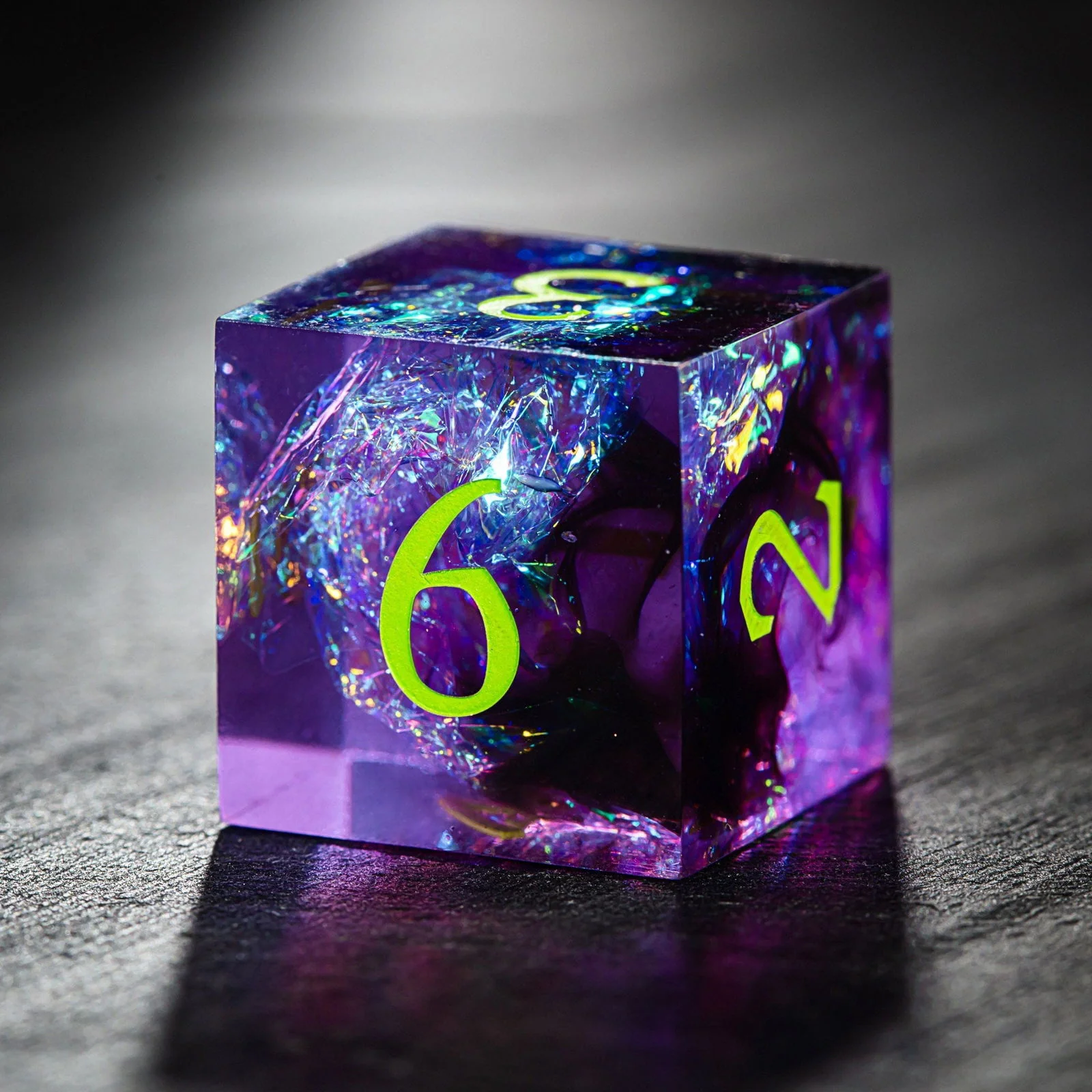 Purple Glitter Galaxy F Word Resin DnD D&D Dice Set - Image 4