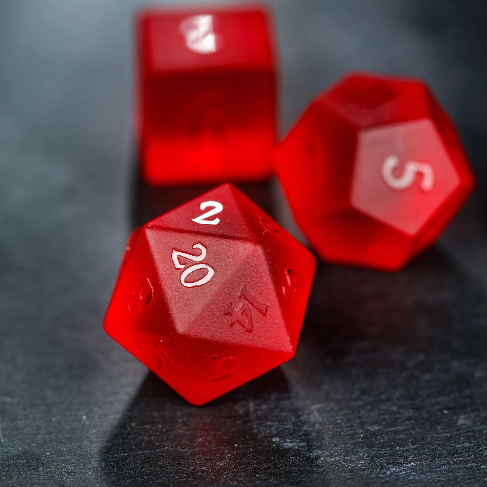 Raised Blood Red Glass DnD D&D Dice Set - Image 3
