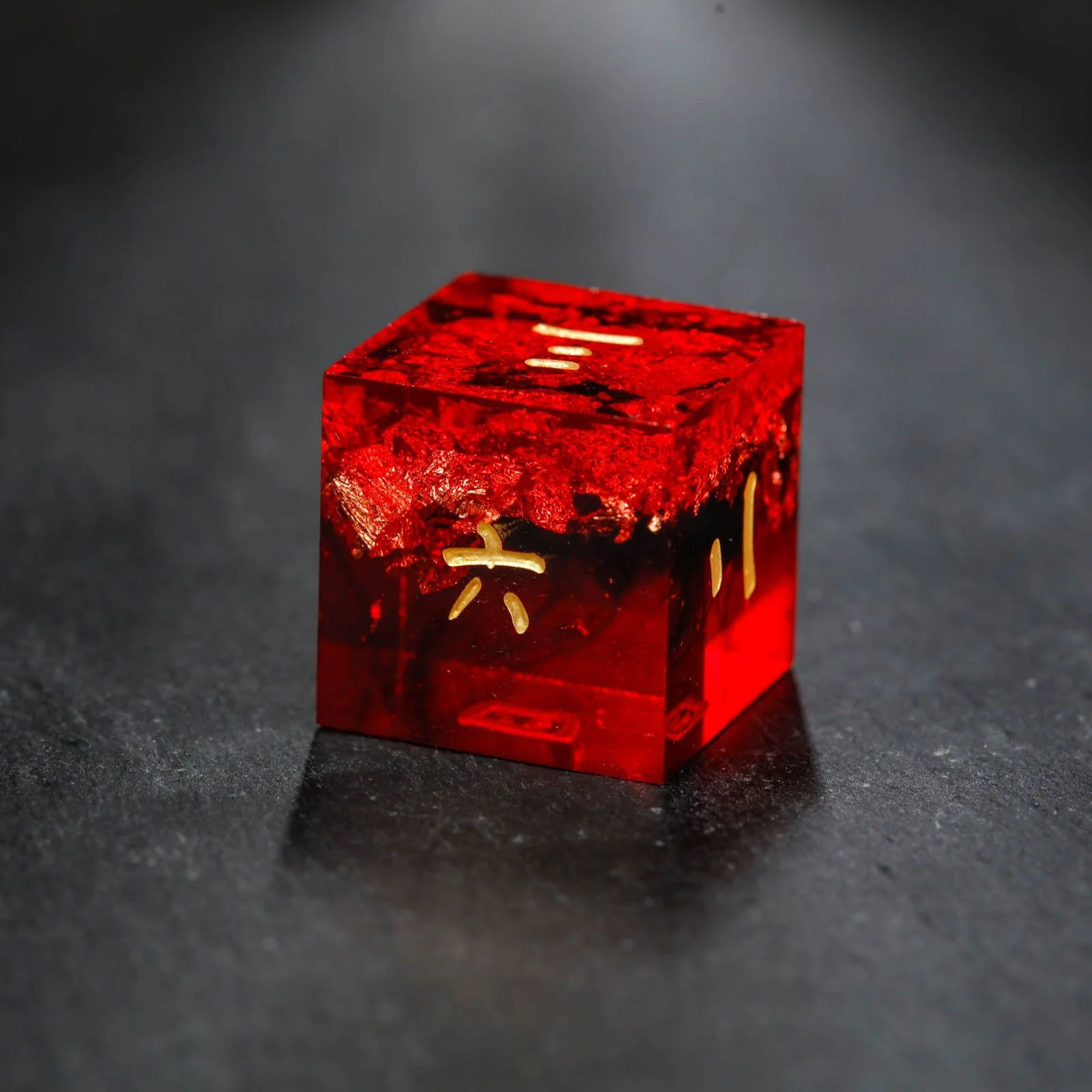 Black Red Resin Kanji DnD D&D Dice Set - Image 3