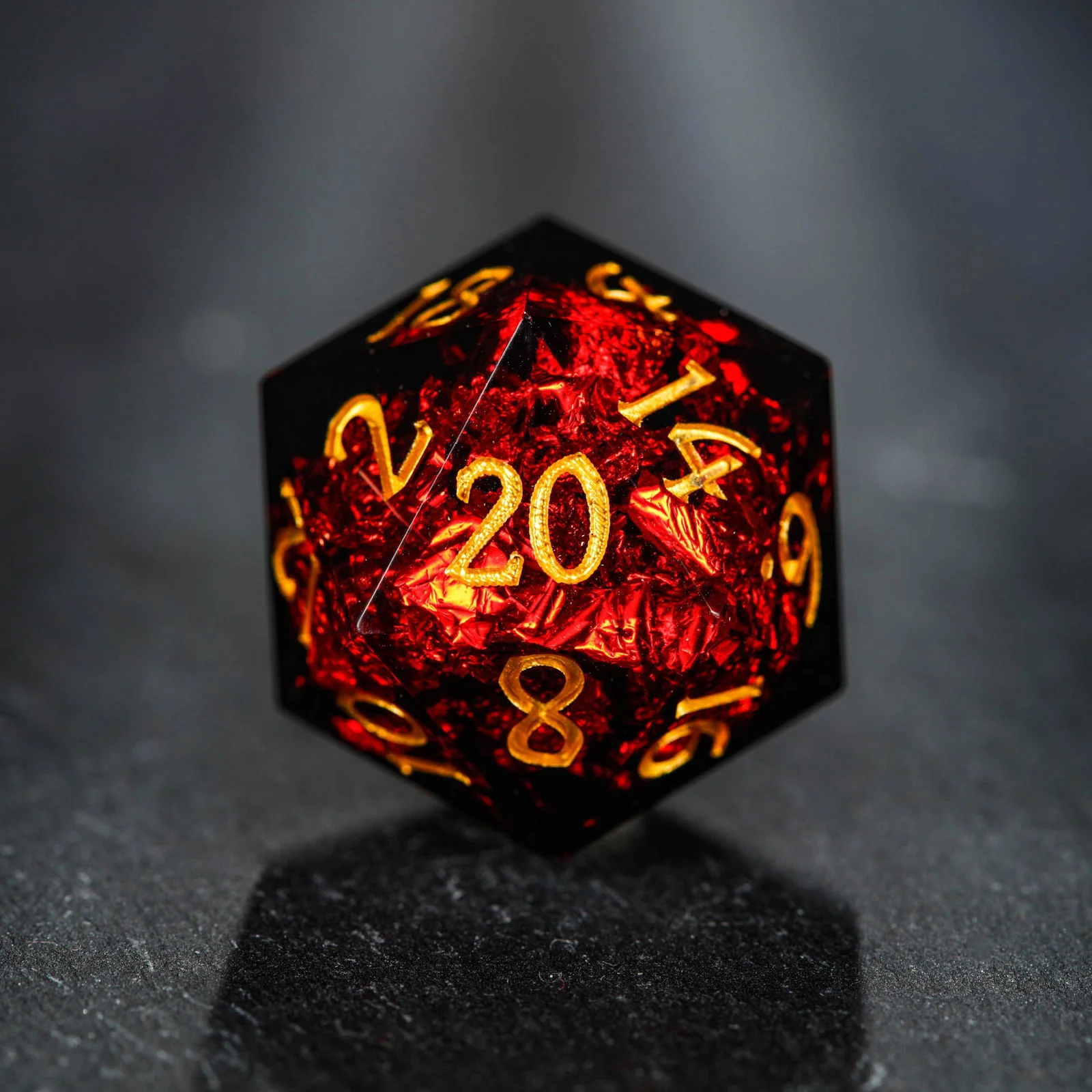 Black Red Resin DnD D&D Dice Set - Image 3