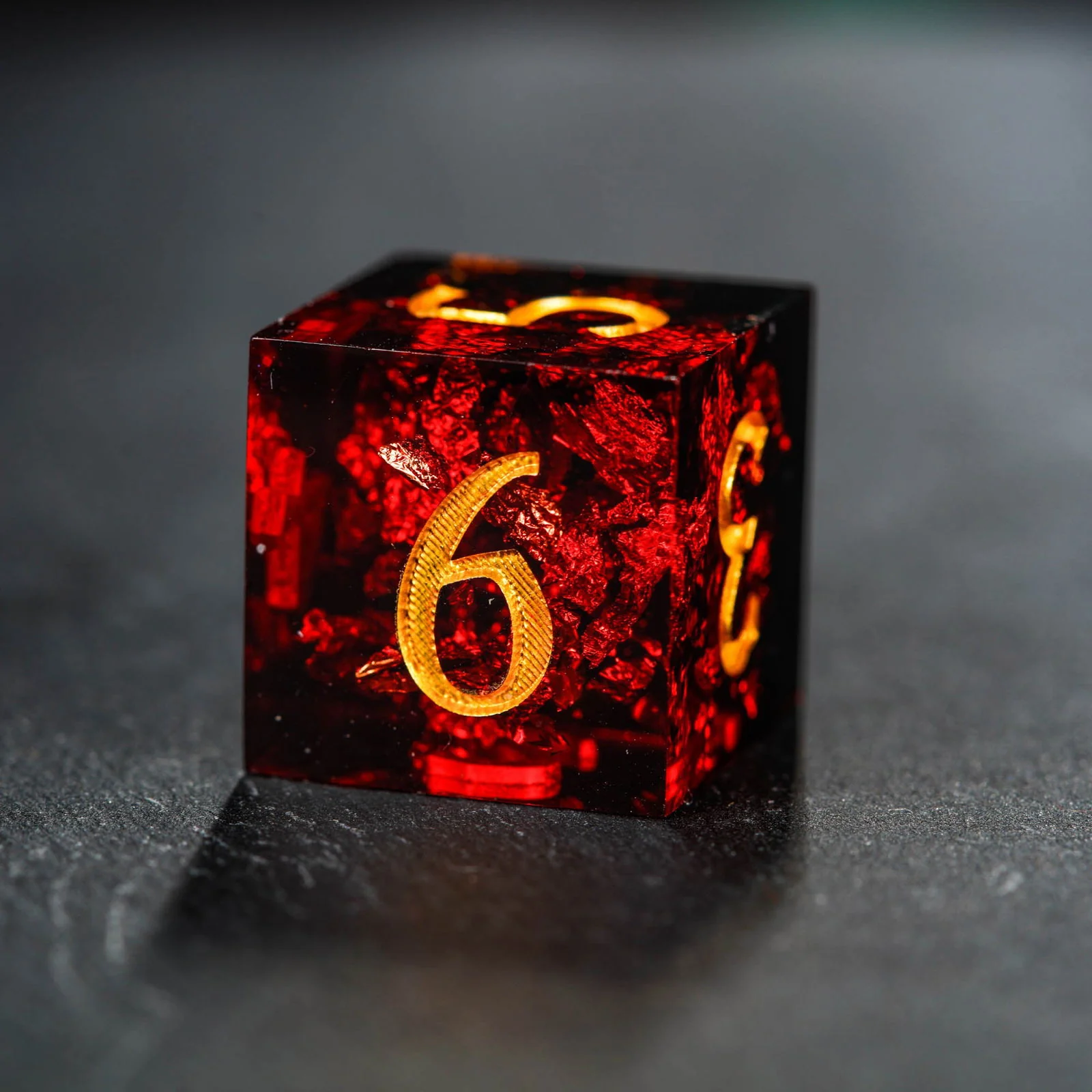 Black Red Resin DnD D&D Dice Set - Image 4