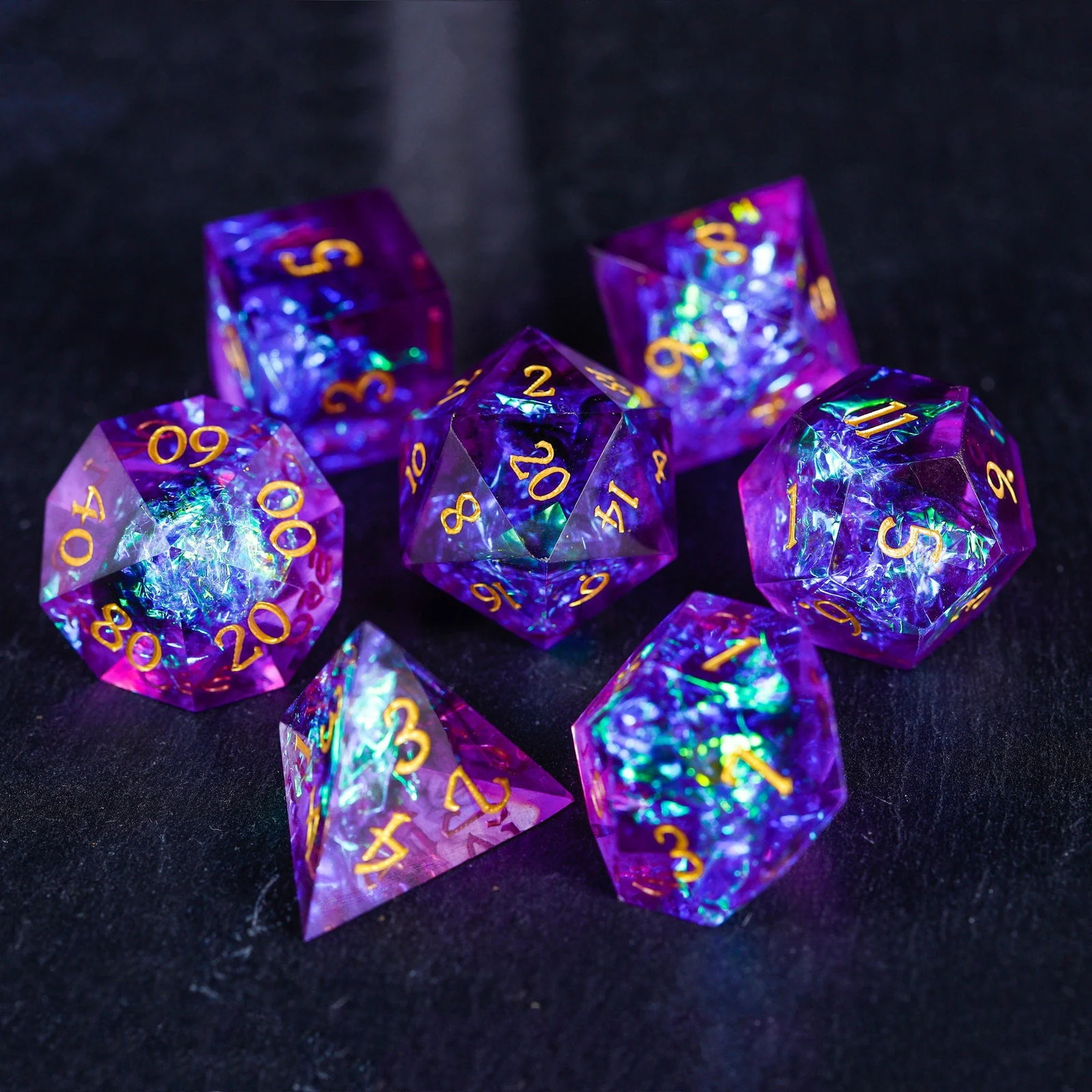 Purple Glitter Galaxy Resin DnD D&D Dice D6 - Image 3