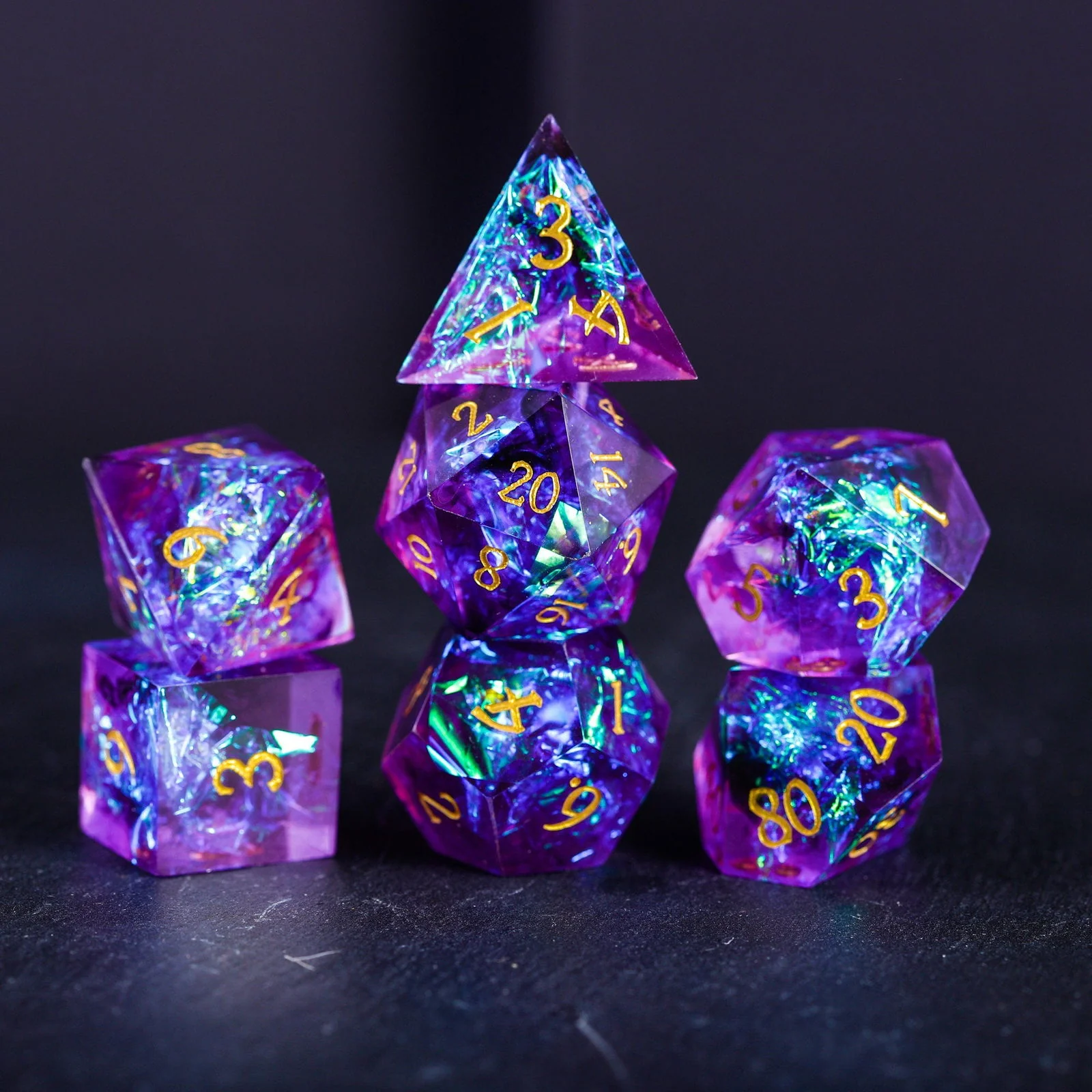 Purple Glitter Galaxy Resin DnD D&D Dice D6 - Image 4