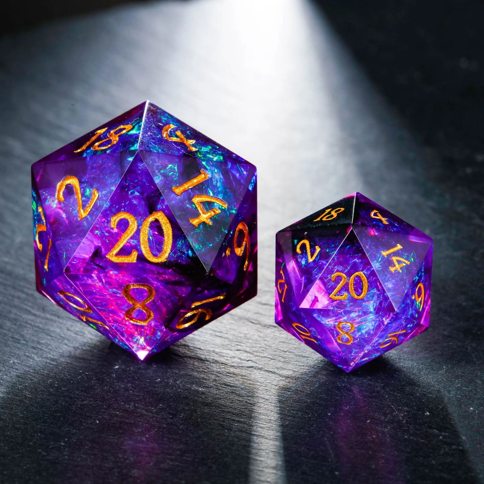 Purple Glitter Galaxy Resin DnD D&D Dice D6 - Image 6
