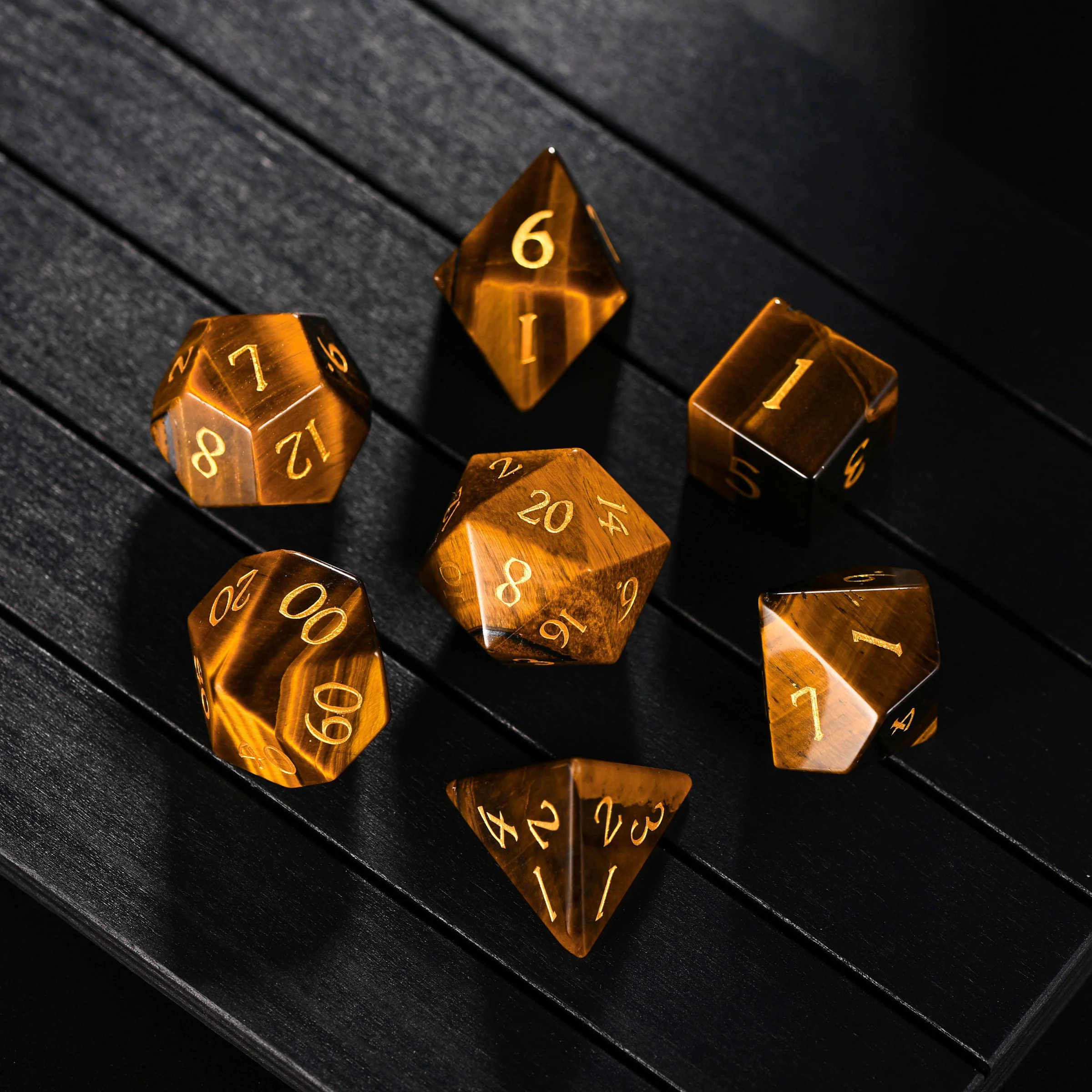 Tiger's Eye Gemstone DnD D&D Dice Set - Image 7