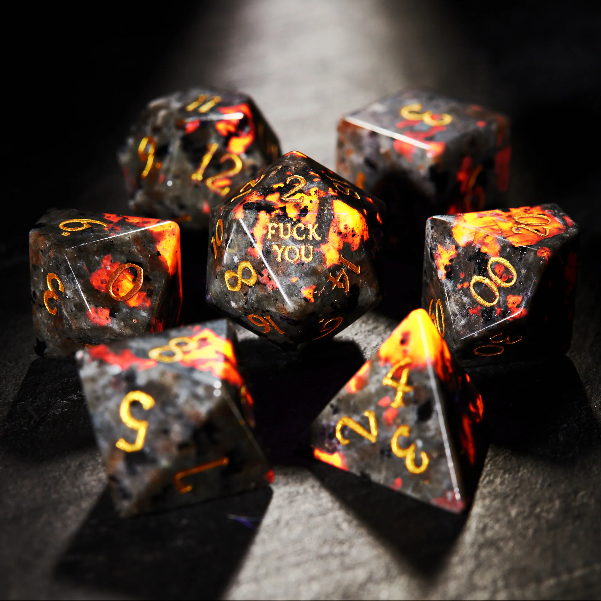 Yooperlite UV Reactive Gemstone F Word DnD D&D Dice Chonk D20 - Image 7