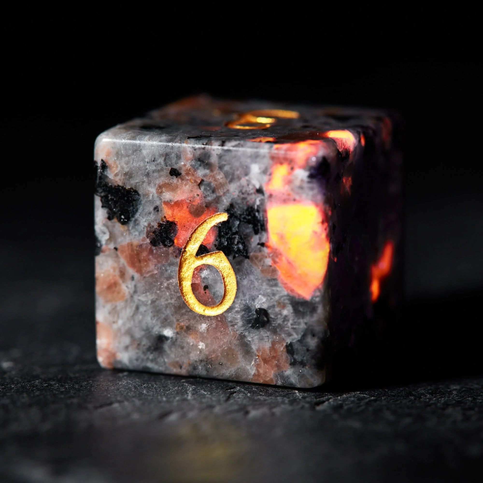 Yooperlite UV Reactive Gemstone Halloween Pumpkin DnD D&D Dice Set - Image 3
