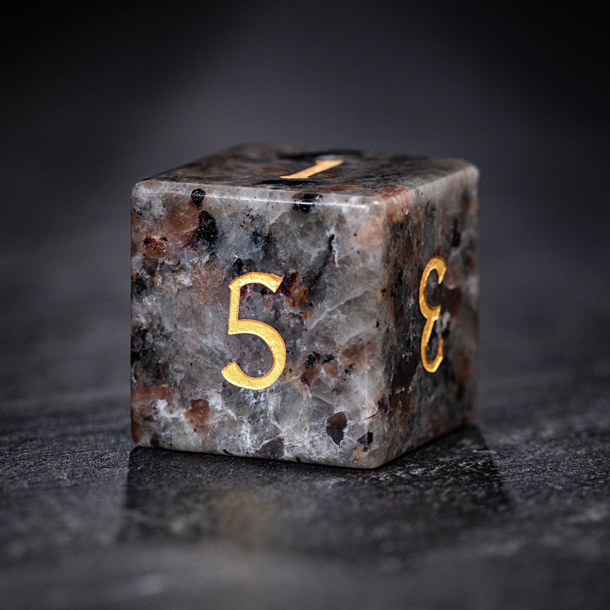 Yooperlite UV Reactive Gemstone Halloween Pumpkin DnD D&D Dice Set - Image 7