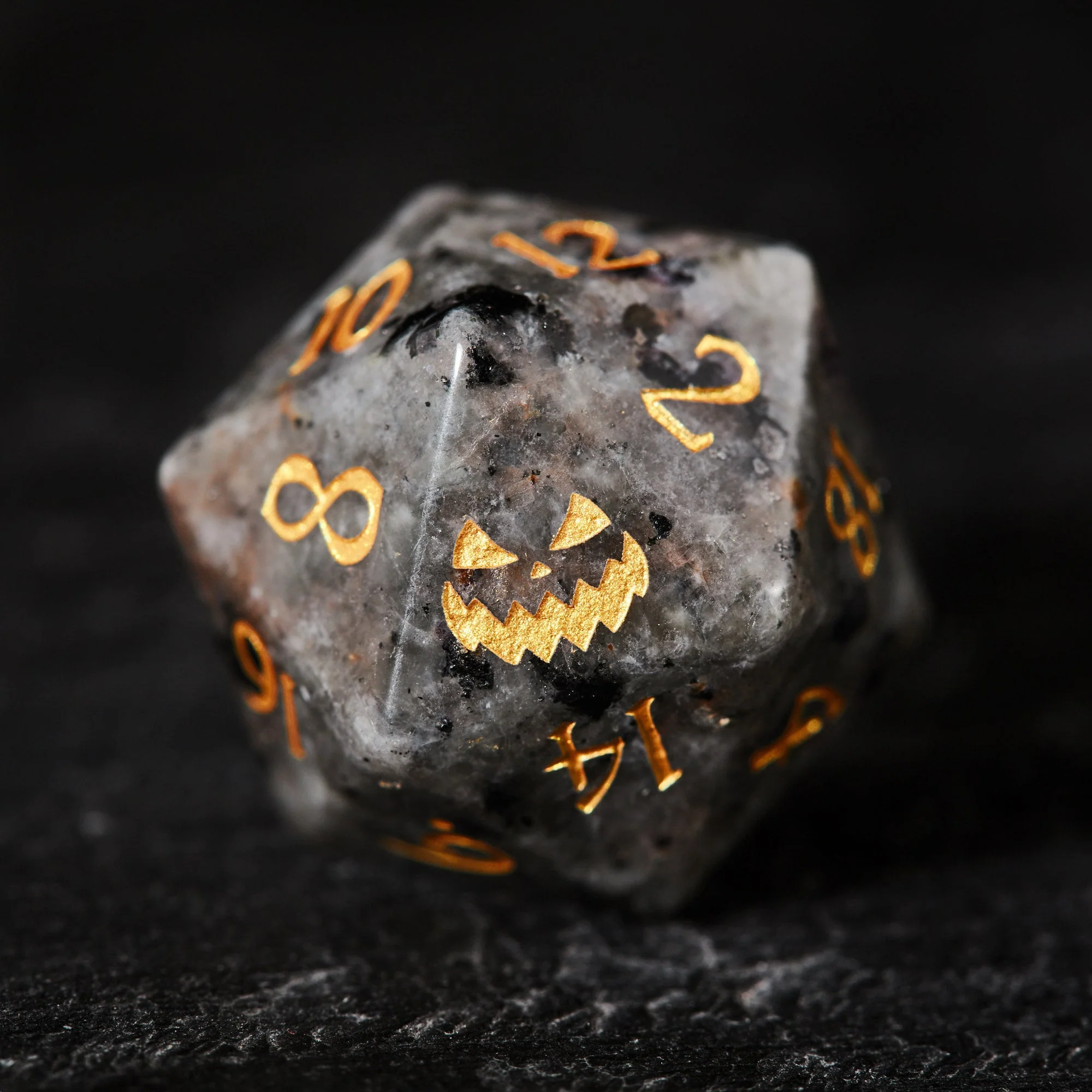 Yooperlite UV Reactive Gemstone Halloween Pumpkin DnD D&D Dice Set - Image 9